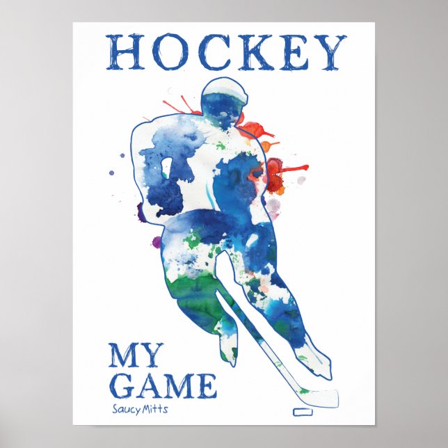 Hockey My Game Watercolor Poster (Vorne)