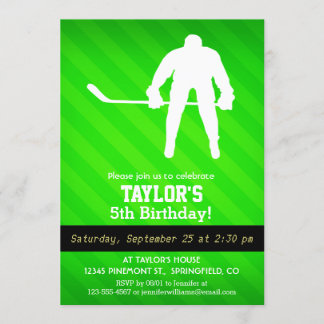 Hockey; Neon Green Stripes Einladung