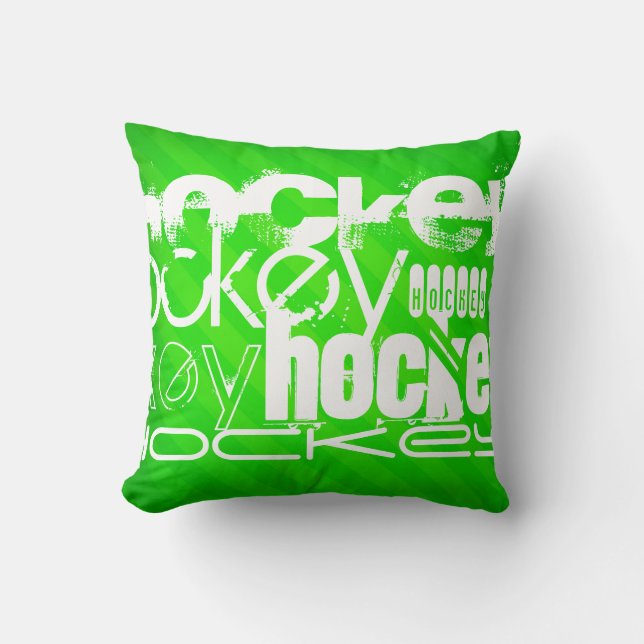 Hockey; Neon Green Stripes Kissen (Vorderseite)