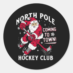 Hockey Nordpol kommt zu Weihnachten in die Stadt Runder Aufkleber