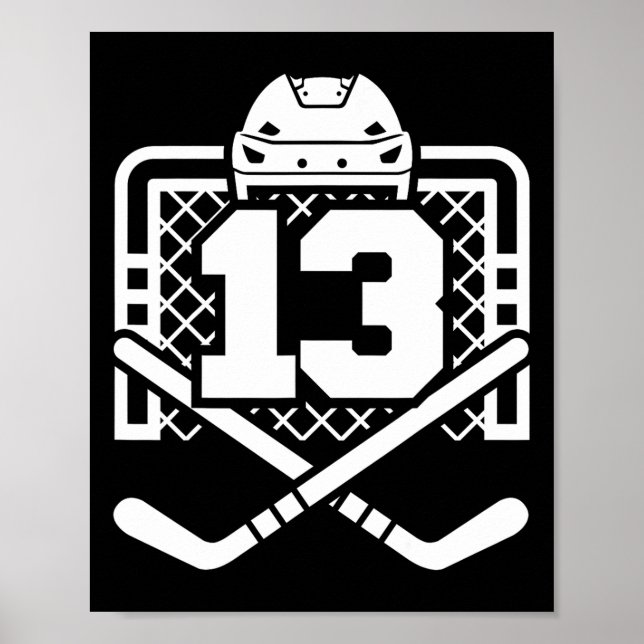 Hockey Number 13 Jersey Funny Hockey Player Game D Poster (Vorne)