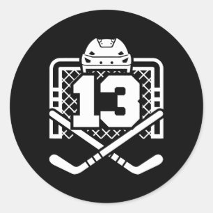Hockey Nummer 13 Trikot Lustiger Hockeyspieler Spi Runder Aufkleber