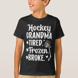 Hockey-Oma müde gefrorener Eishockeyspieler Oma T-Shirt