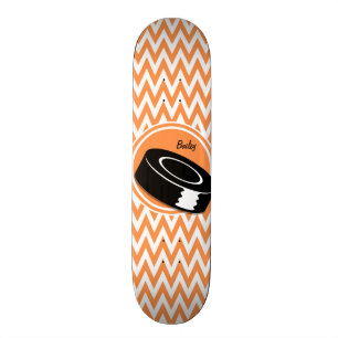 Hockey; Orange und Weiß Zickzack Skateboard