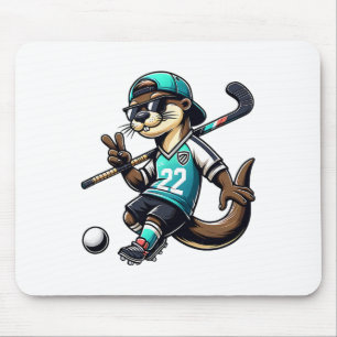 Hockey Otter Mit Stock Frieden Zeichen Sungles 22 Mousepad