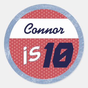 Hockey-Party-Aufkleber - Name/Altersaufkleber Runder Aufkleber