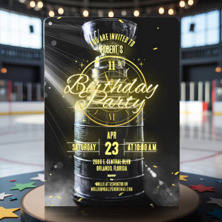 Hockey Party Themed Customizeable Photo Einladung