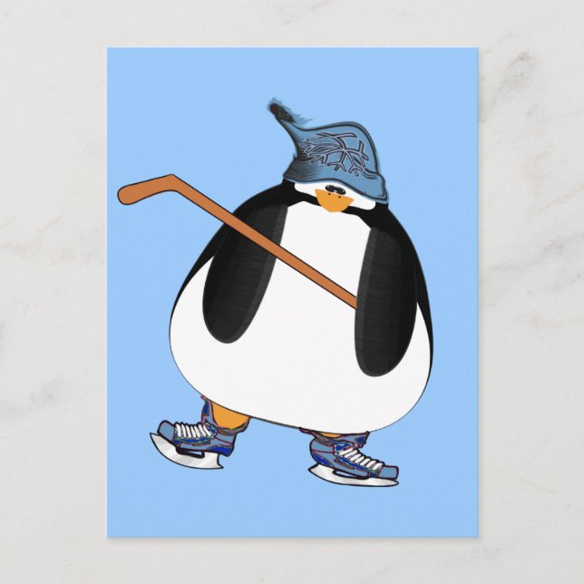 Hockey Penguin Postkarte (Vorderseite)