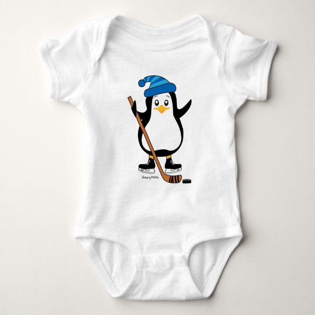Hockey Penguin Säugling Romper Baby Strampler (Vorderseite)