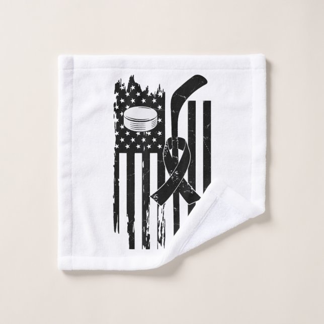 Hockey Pink Ribbon Breast Cancer Awareness Sport L Waschlappen (Waschlappen)