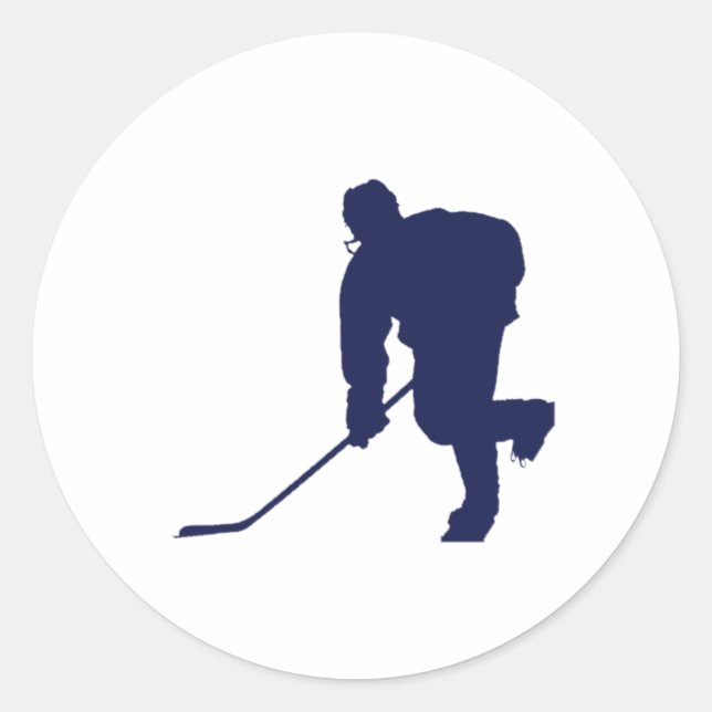 Hockey_Player_Blue Runder Aufkleber (Vorderseite)