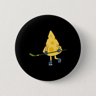 Hockey Player Cute Cheese Hobby Sports Performance Button