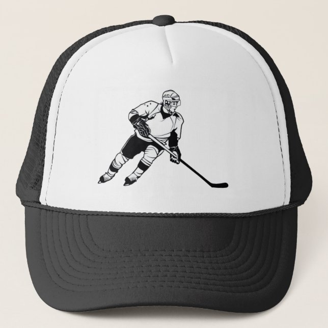 Hockey Player Game Sport Silhouette Truckerkappe (Vorderseite)