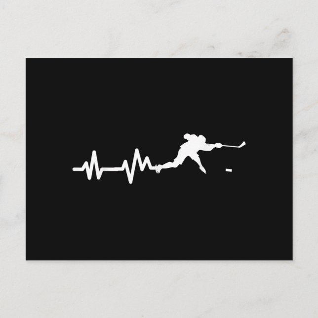 Hockey Player Heartbeat Eishockey Feiertagspostkarte (Vorderseite)