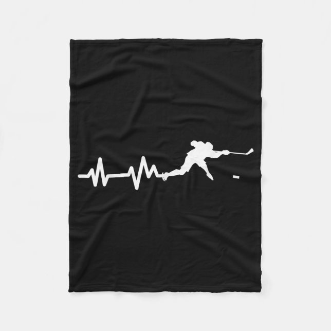 Hockey Player Heartbeat Eishockey Fleecedecke (Vorderseite)
