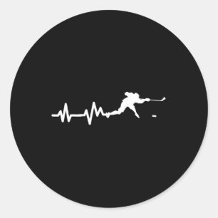 Hockey Player Heartbeat Eishockey-Geschenk Runder Aufkleber