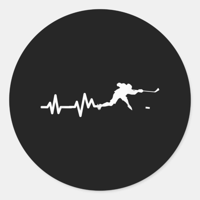 Hockey Player Heartbeat Eishockey Runder Aufkleber (Vorderseite)