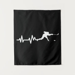 Hockey Player Heartbeat Eishockey Wandteppich