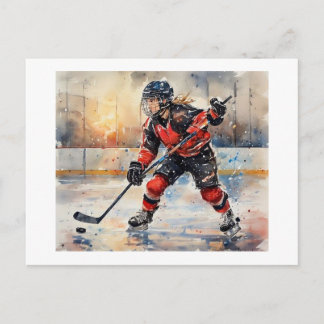 Hockey Player in Action,  Postkarte