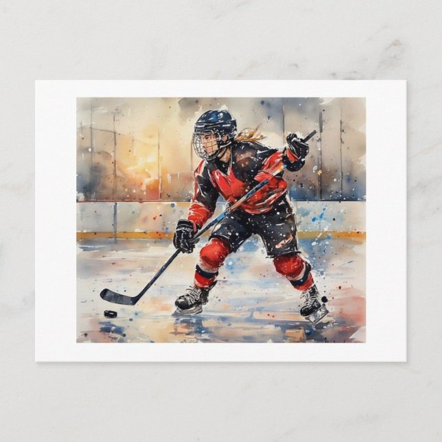 Hockey Player in Action,  Postkarte (Vorderseite)