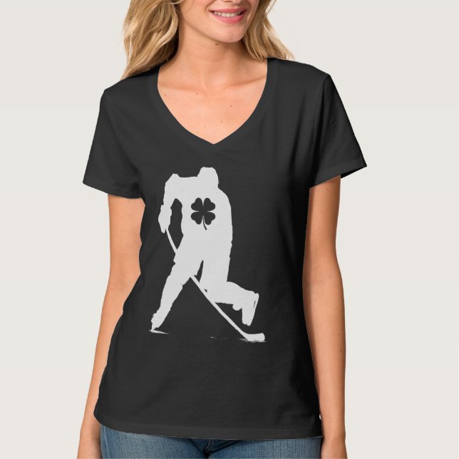 Hockey Player Lucky Shamrock C St Patricks Day Boy T-Shirt (Vorderseite)