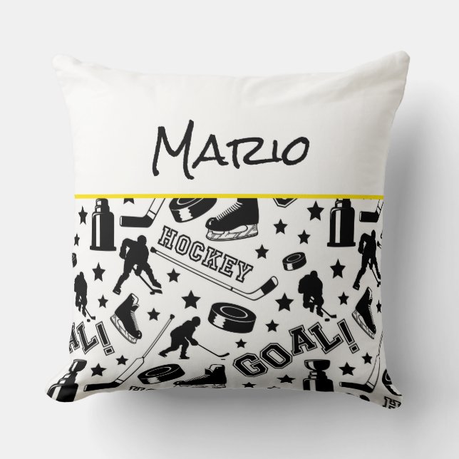 Hockey Player NAME Puck Stick Goal Sports Fun Kissen (Vorderseite)