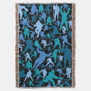 Hockey Player Pattern Throw Blanket Decke