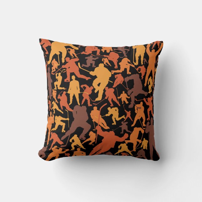 Hockey Player Pattern Throw Kissen (Vorderseite)