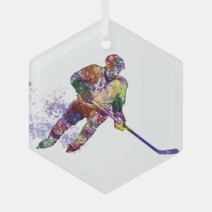 Hockey Player Sport Ornament Aus Glas