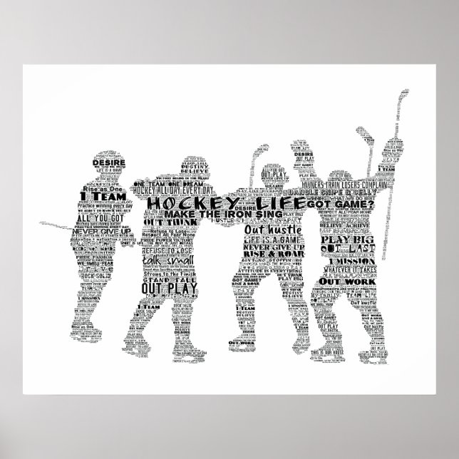 Hockey Player Team Coach Motivierend Word Art Pos Poster (Vorne)