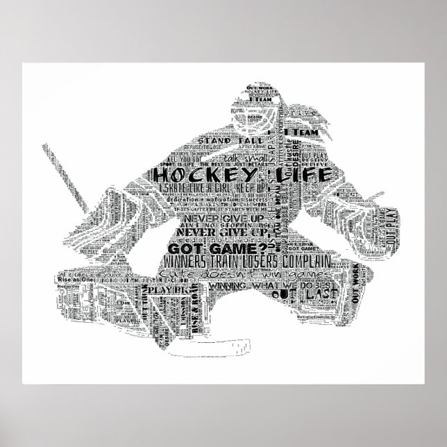 Hockey Player Team Coach Motivierend Word Art Poster (Vorne)