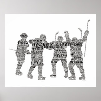 Hockey Player Team Coach Motivierend Word Art Poster