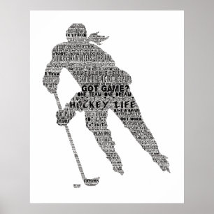 Hockey Player Team Coach Motivierend Word Art Poster
