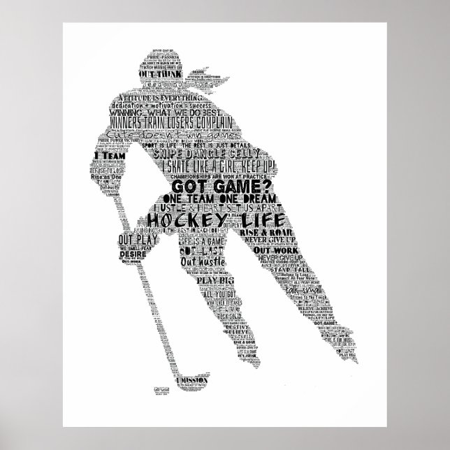 Hockey Player Team Coach Motivierend Word Art Poster (Vorne)