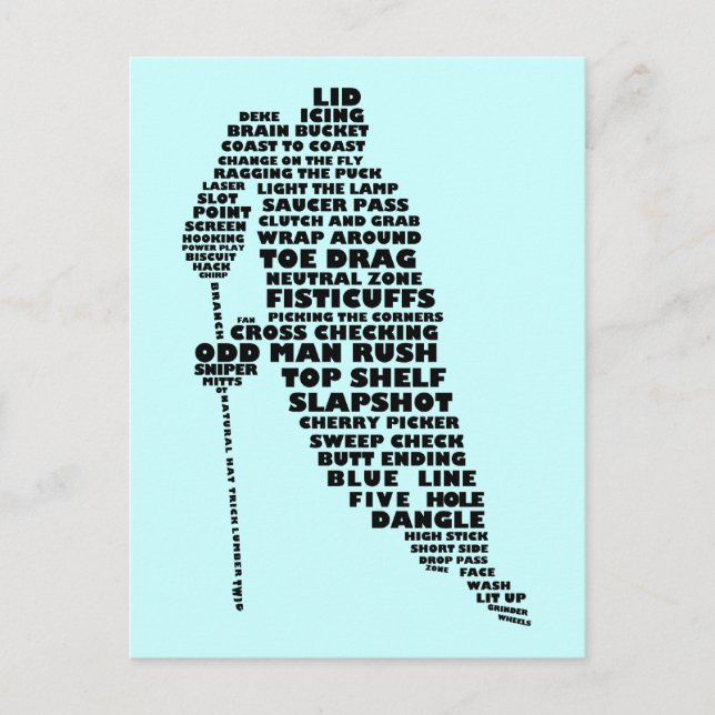 Hockey Player Text Art Postkarte (Vorderseite)