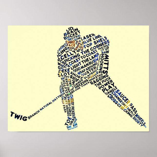 Hockey Player Typografie Poster (Vorne)