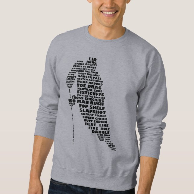Hockey Player Typografie Sweatshirt (Vorderseite)