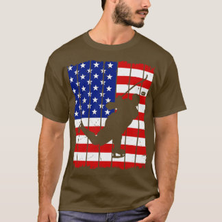 Hockey Player USA Flag Eishockey T-Shirt