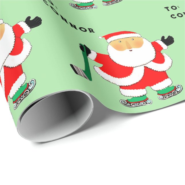 Hockey Player Weihnachtsfeiertag Geschenkpapier (Rolleneckpunkt)