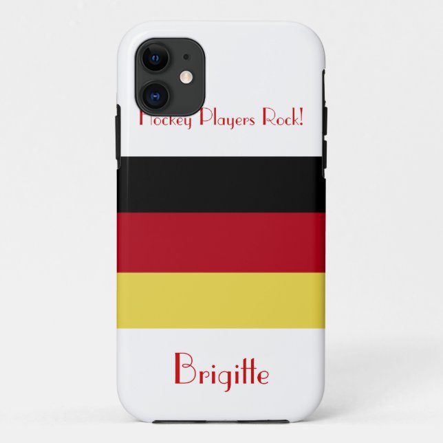 Hockey Players Rock!-deutsche Flagge+Name Case-Mate iPhone Hülle (Rückseite)