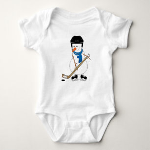Hockey Playing Snowman Säugling Baby Bodysuit Baby Strampler