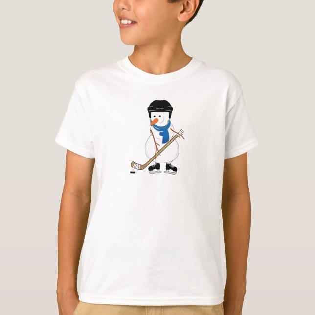 Hockey Playing Snowman T - Shirt (Vorderseite)