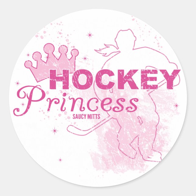 Hockey Princess Runder Aufkleber (Vorderseite)