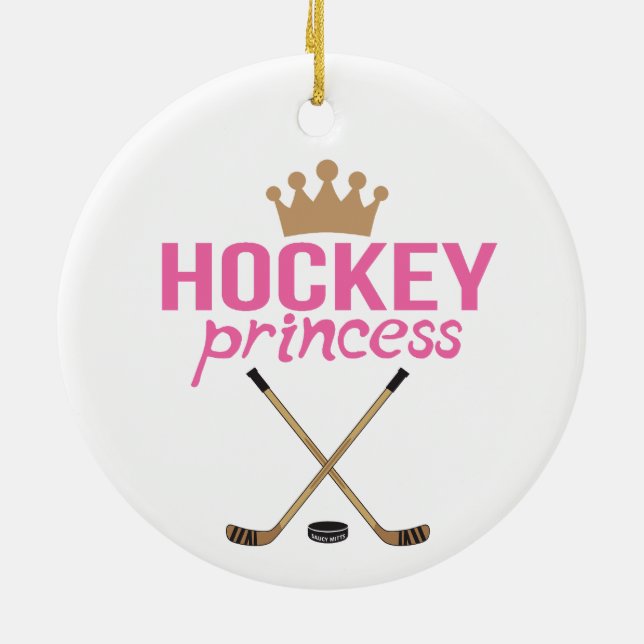 Hockey-Prinzessin Pink Keramik Ornament (Hinten)