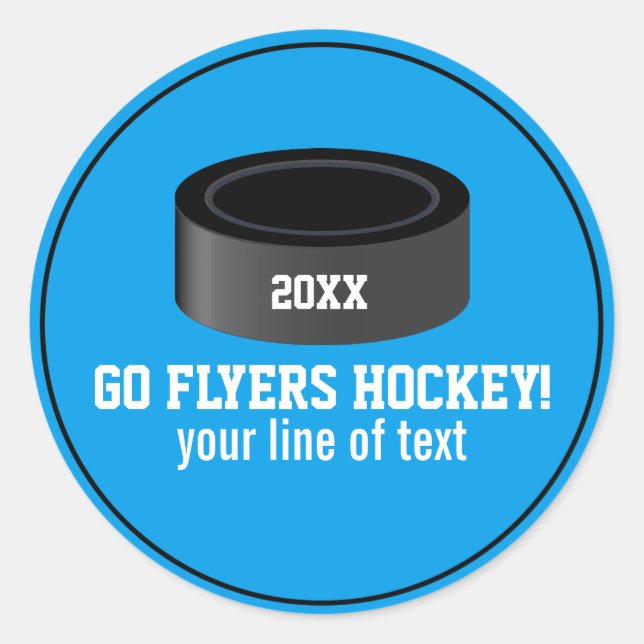 Hockey Puck Custom Team Name, Jahr, Text Runder Aufkleber (Vorderseite)