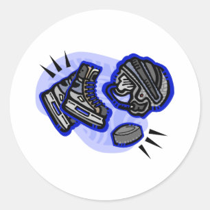 Hockey Puck Helmet & Skate Runder Aufkleber