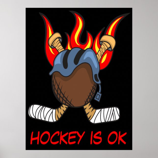 Hockey Puck in Flammen mit einem Zitat, lustiger S Poster (Vorne)