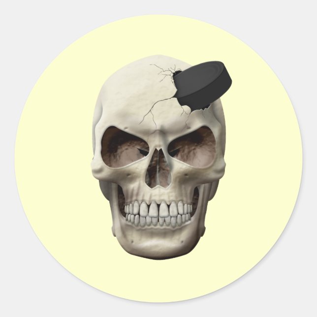 Hockey Puck in Skull Runder Aufkleber (Vorderseite)