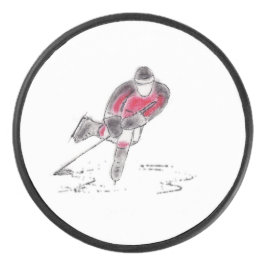 Hockey Puck mit Original Sketch des Hockeyspielers