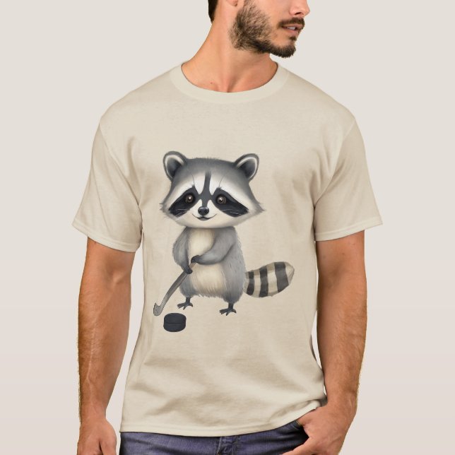 Hockey Raccoon Baseball T-Shirt - Fun Ice Hockey ⛸ (Vorderseite)